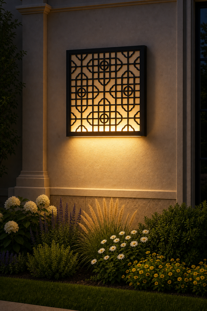 CH-054 Fine Grid Decorative Wall Light Panel - Evening bottom uplight wall ambience