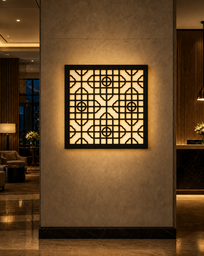 CH-054 Fine Grid Decorative Wall Light Panel - Hotel lobby ambient lighting