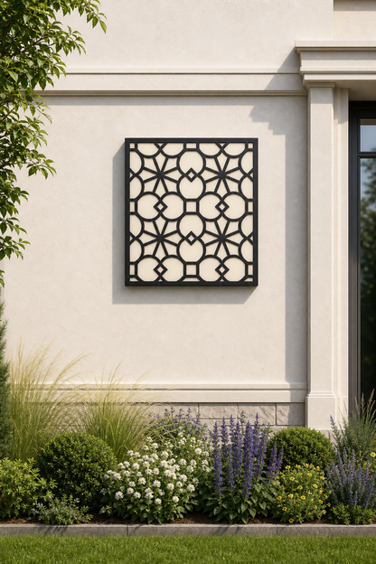 CH-055 Flower Lattice Decorative Wall Light Panel - Daytime outdoor wall with flowers