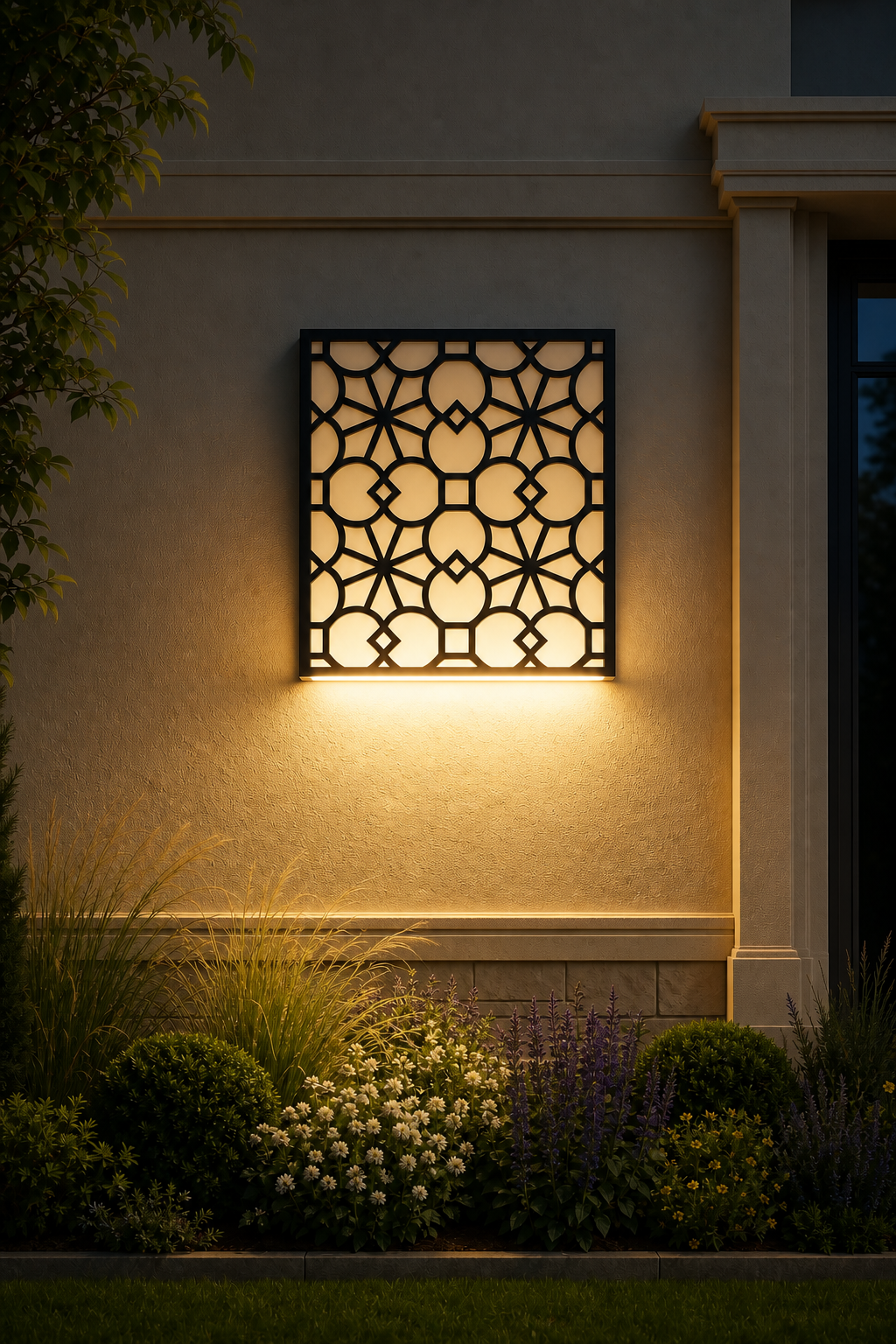 CH-055 Flower Lattice Decorative Wall Light Panel - Evening bottom uplight wall ambience