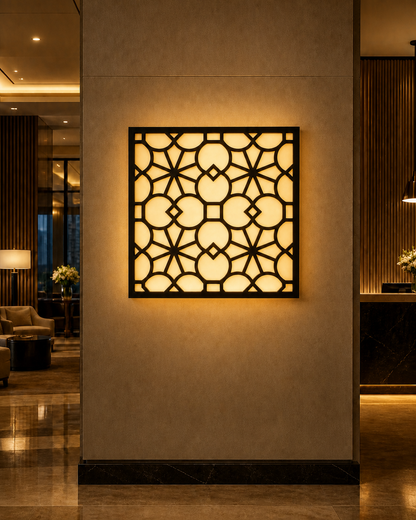 CH-055 Flower Lattice Decorative Wall Light Panel - Hotel lobby ambient lighting