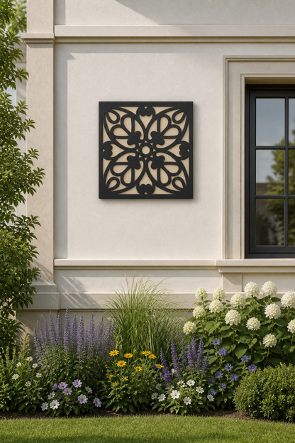 CH-058 Floral Petal Scroll Decorative Wall Light Panel - Daytime outdoor wall with flowers