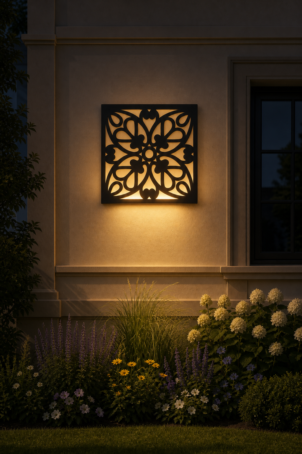 CH-058 Floral Petal Scroll Decorative Wall Light Panel - Evening bottom uplight wall ambience