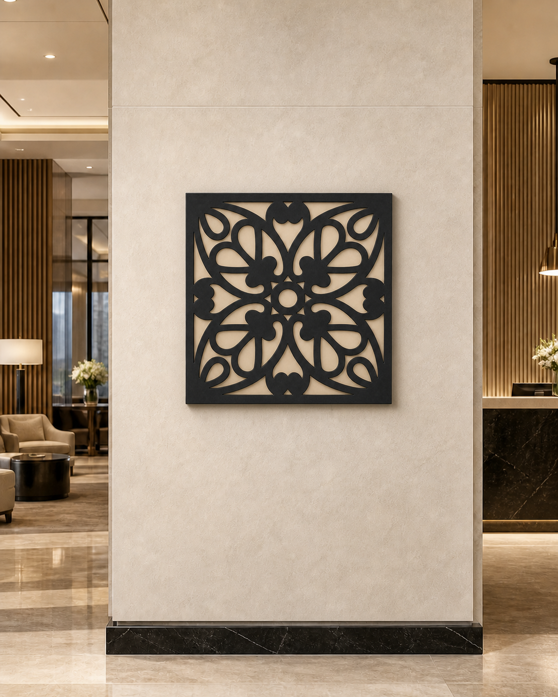 CH-058 Floral Petal Scroll Decorative Wall Light Panel - Hotel lobby wall art daytime