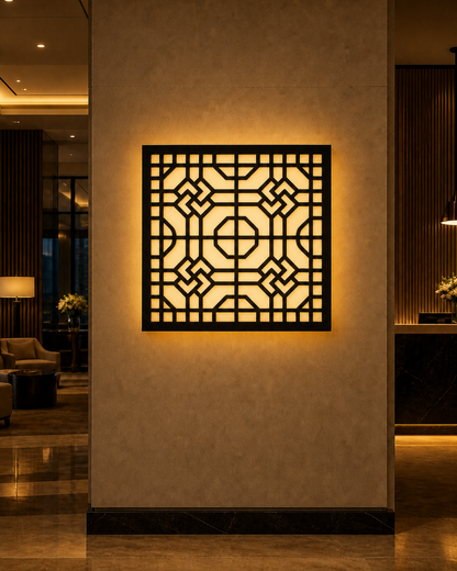 CH-059 Knot Lattice Decorative Wall Light Panel - Hotel lobby ambient lighting
