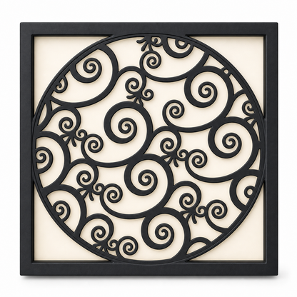 CH-061 Round Scroll Medallion Decorative Wall Light Panel - White background main view