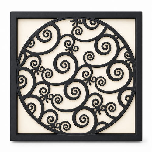 CH-061 Round Scroll Medallion Decorative Wall Light Panel - White background main view