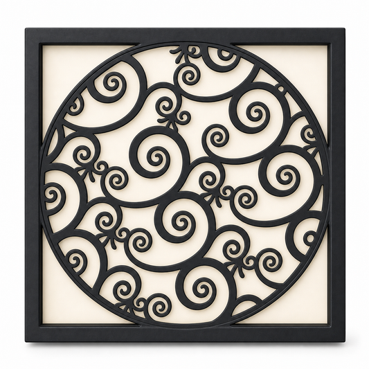 CH-061 Round Scroll Medallion Decorative Wall Light Panel - White background main view