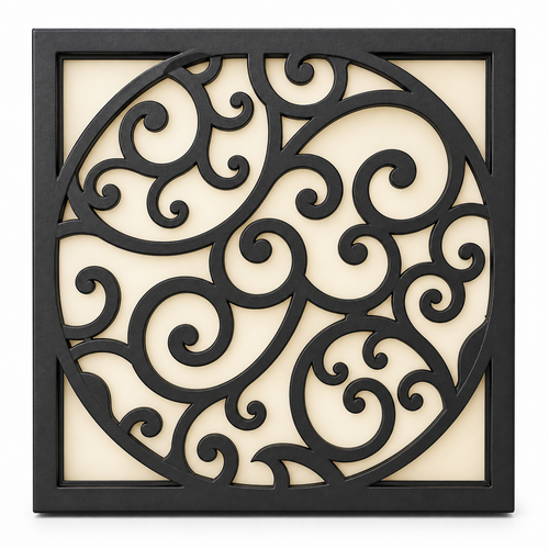 CH-062 Classic Round Scroll Decorative Wall Light Panel - White background main view