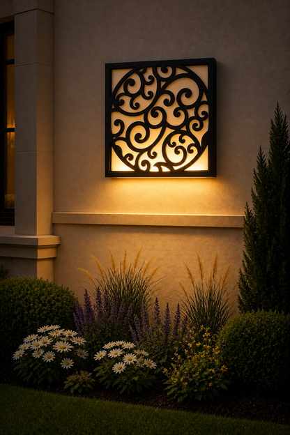 CH-062 Classic Round Scroll Decorative Wall Light Panel - Evening bottom uplight wall ambience