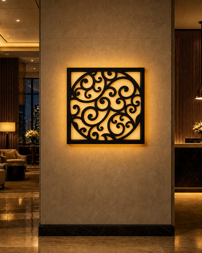 CH-062 Classic Round Scroll Decorative Wall Light Panel - Hotel lobby ambient lighting