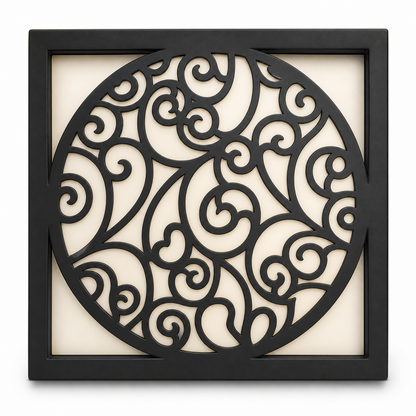 CH-063 Dense Round Scroll Decorative Wall Light Panel - White background main view