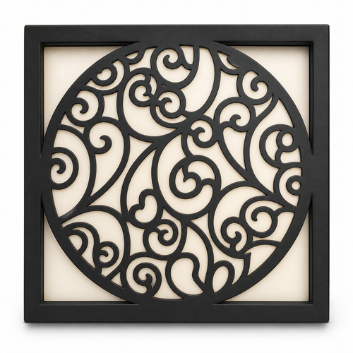 CH-063 Dense Round Scroll Decorative Wall Light Panel - White background main view