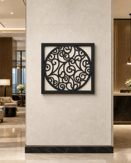 CH-063 Dense Round Scroll Decorative Wall Light Panel - Hotel lobby wall art daytime