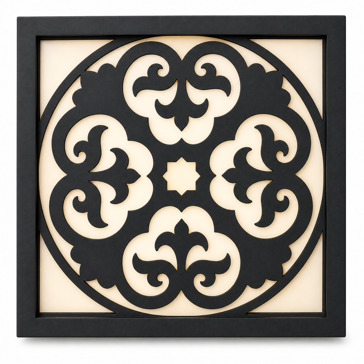 CH-064 Round Floral Medallion Decorative Wall Light Panel - White background main view
