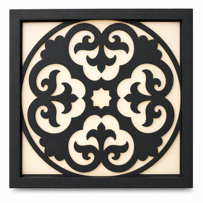 CH-064 Round Floral Medallion Decorative Wall Light Panel - White background main view