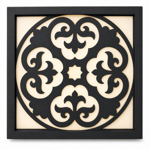 CH-064 Round Floral Medallion Decorative Wall Light Panel - White background main view