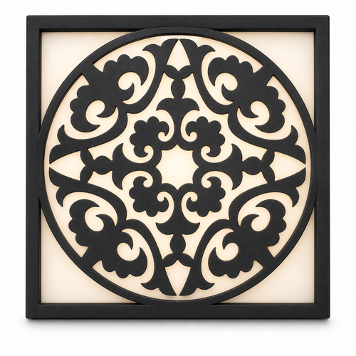 CH-065 Floral Circle Decorative Wall Light Panel - White background main view