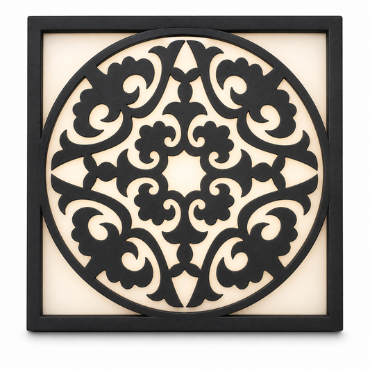 CH-065 Floral Circle Decorative Wall Light Panel - White background main view