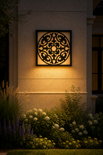 CH-065 Floral Circle Decorative Wall Light Panel - Evening bottom uplight wall ambience