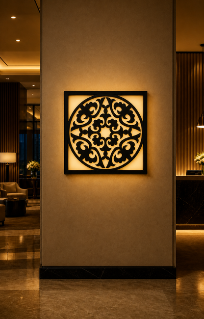 CH-065 Floral Circle Decorative Wall Light Panel - Hotel lobby ambient lighting