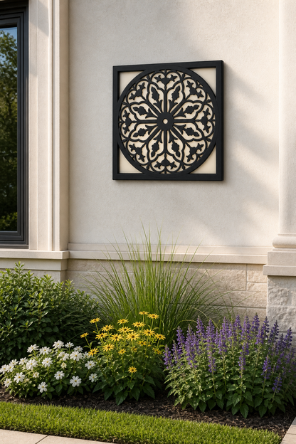 CH-066 Radial Floral Decorative Wall Light Panel - Daytime outdoor wall with flowers