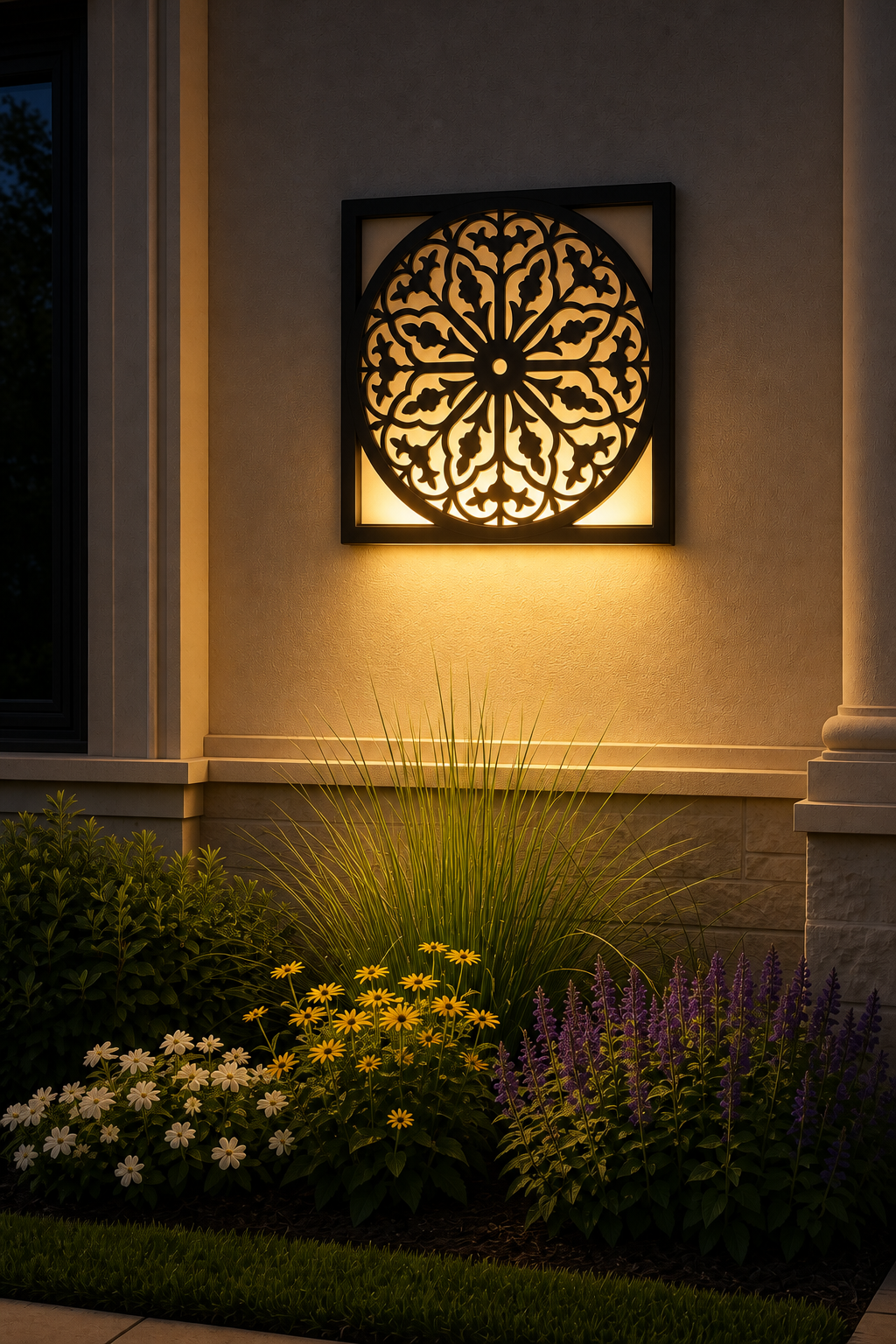 CH-066 Radial Floral Decorative Wall Light Panel - Evening bottom uplight wall ambience