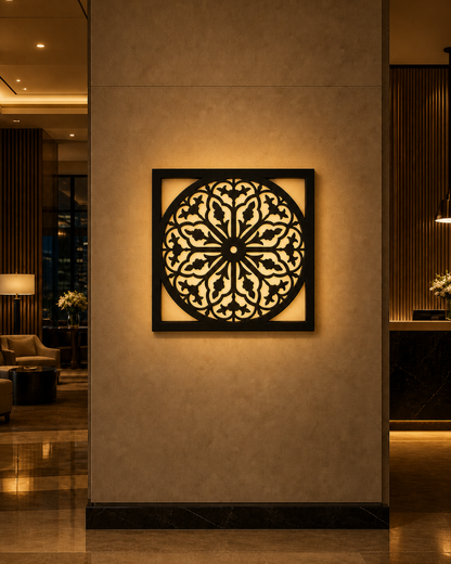 CH-066 Radial Floral Decorative Wall Light Panel - Hotel lobby ambient lighting