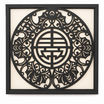 CH-067 Chinese Medallion Decorative Wall Light Panel - White background main view