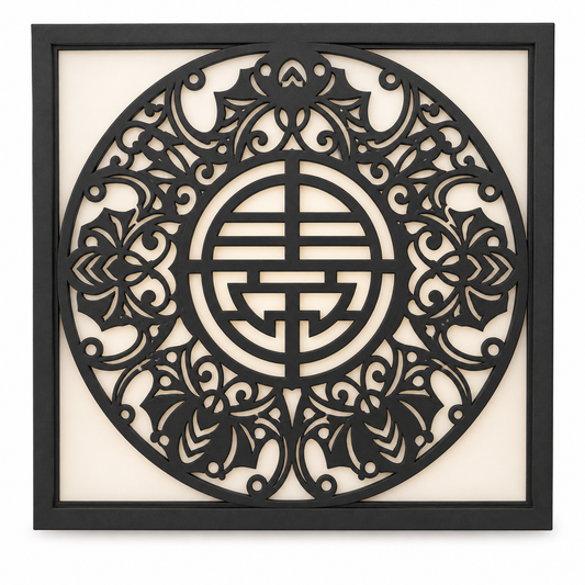 CH-067 Chinese Medallion Decorative Wall Light Panel - White background main view