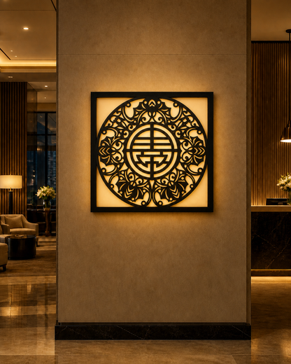 CH-067 Chinese Medallion Decorative Wall Light Panel - Hotel lobby ambient lighting