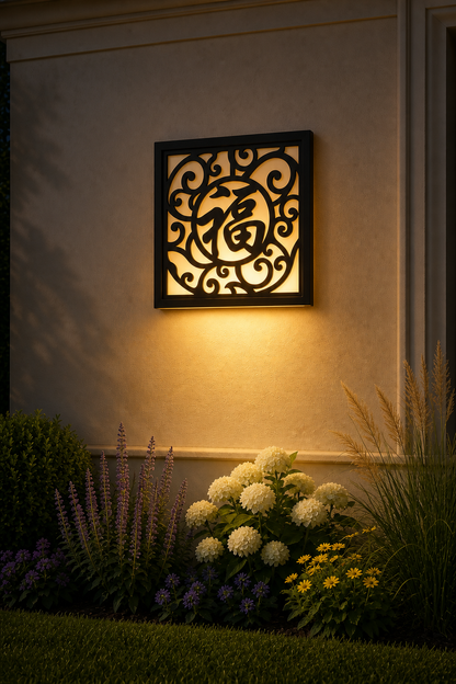 CH-068 Auspicious Scroll Decorative Wall Light Panel - Evening bottom uplight wall ambience