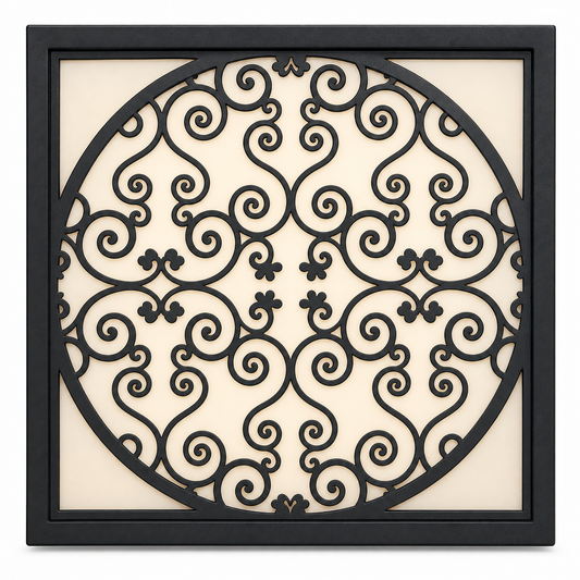 CH-069 Circular Scroll Decorative Wall Light Panel - White background main view