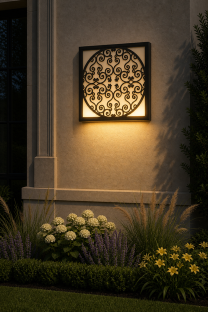 CH-069 Circular Scroll Decorative Wall Light Panel - Evening bottom uplight wall ambience