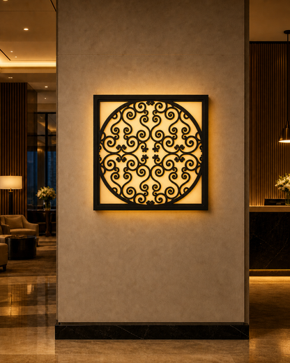 CH-069 Circular Scroll Decorative Wall Light Panel - Hotel lobby ambient lighting