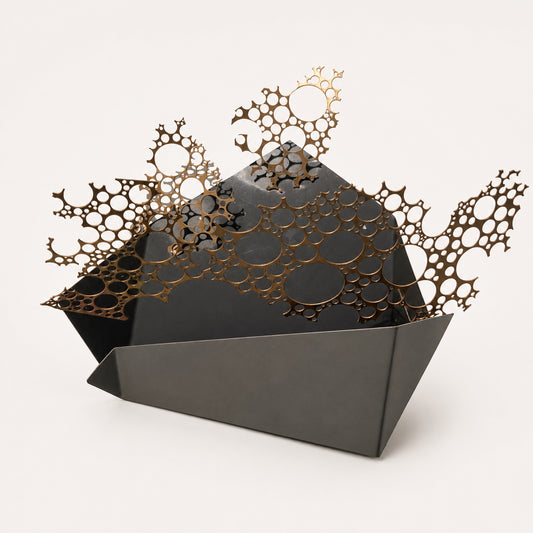 Bronze coral flow powder coated metal wall decor with perforated organic pattern