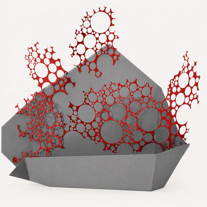 Signal red coral flow powder coated metal wall decor color option