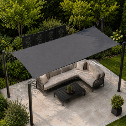 Rectangle sun shade canopy diagonal side overhead view