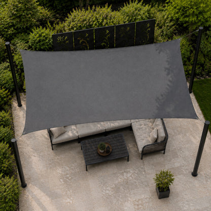 Rectangle sun shade sail top view showing outdoor shade coverage