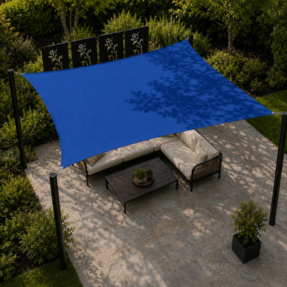 Square sun shade canopy diagonal side overhead view