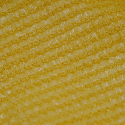 Triangle shade sail yellow HDPE fabric weave close-up