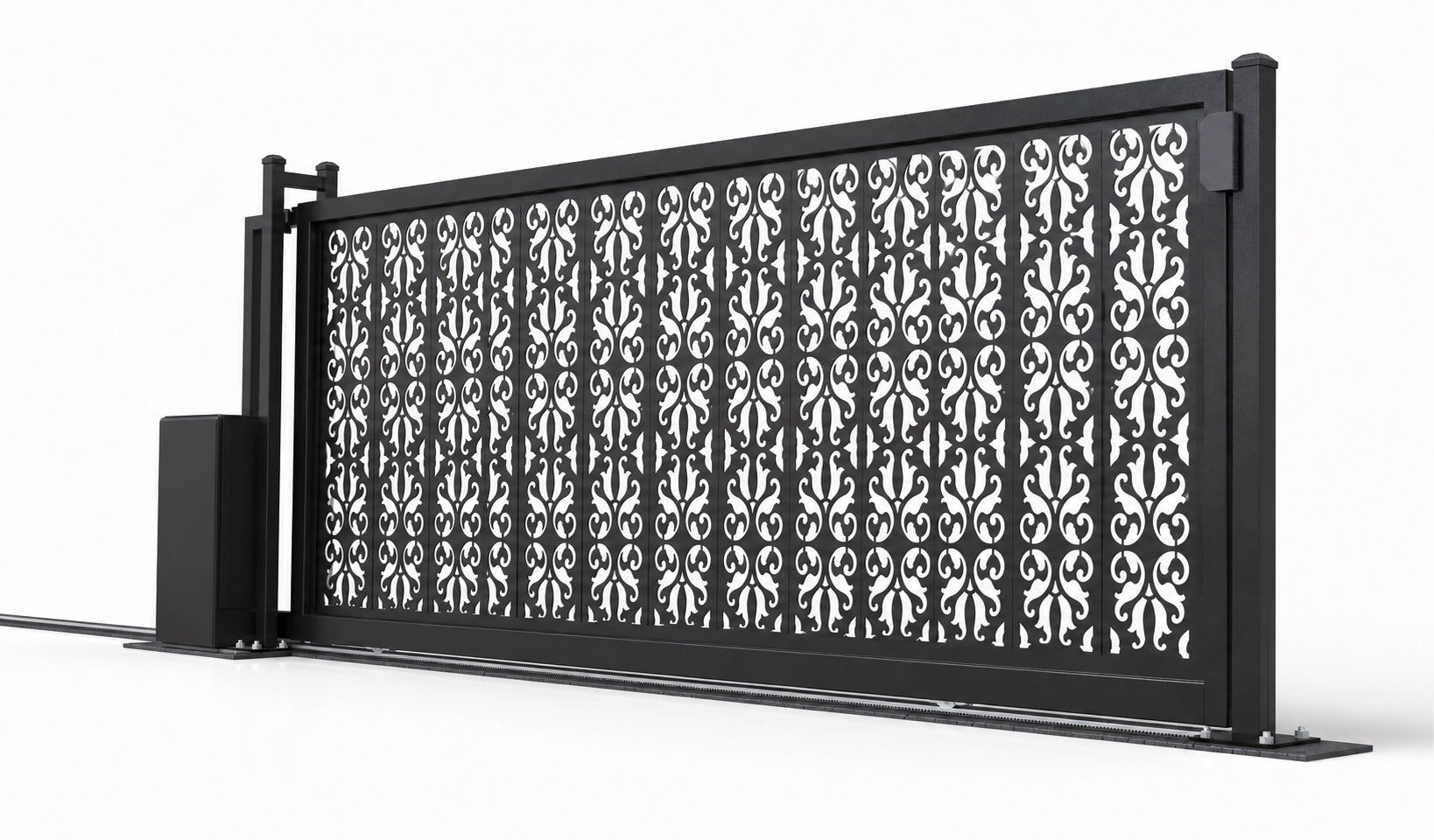 Design 001 decorative privacy laser cut sliding driveway gate white background product render