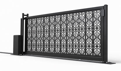 Design 001 decorative privacy laser cut sliding driveway gate white background product render