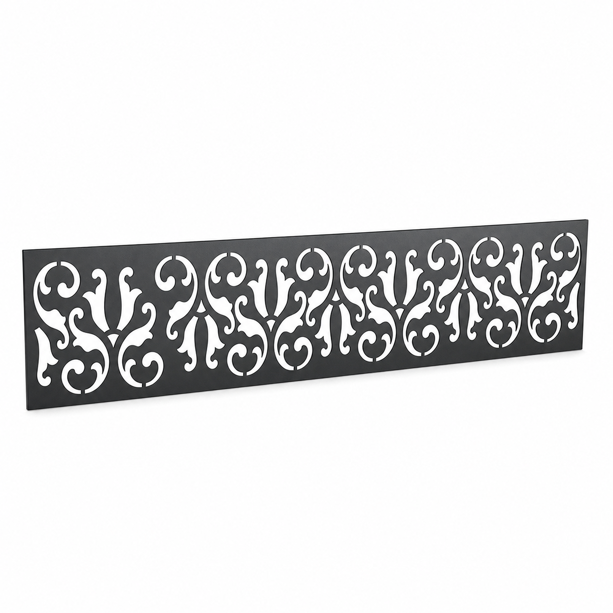 Fleur De Lis Scroll laser cut metal fence topper insert perspective view, Design 001