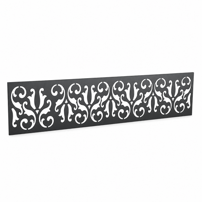 Fleur De Lis Scroll laser cut metal fence topper insert perspective view, Design 001