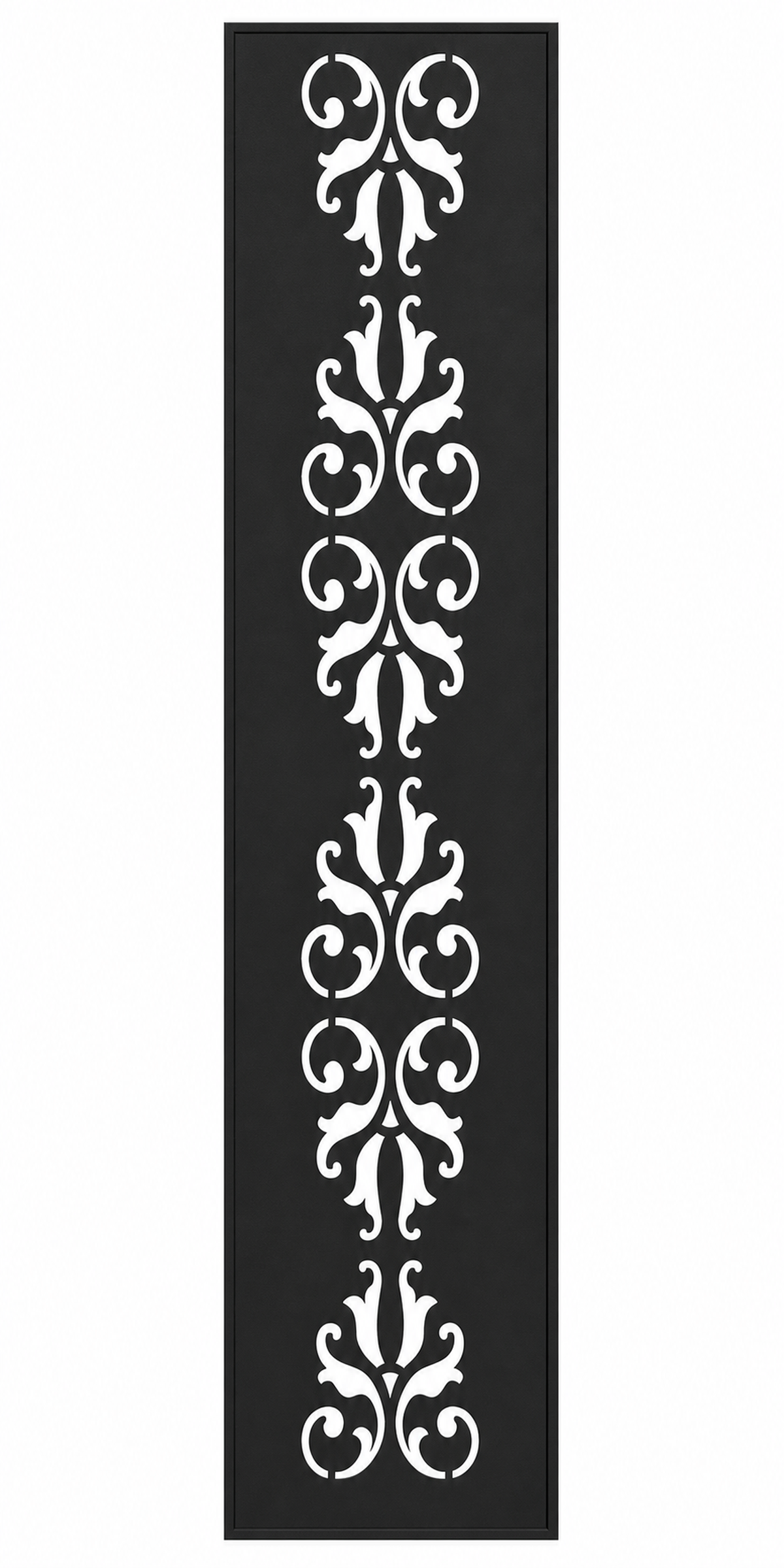 Design 001 Fleur Scroll Laser Cut Metal Privacy Screen Panel front main view