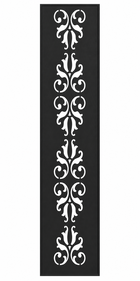 Design 001 Fleur Scroll Laser Cut Metal Privacy Screen Panel front main view