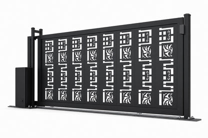 Design 002 decorative cutout laser cut sliding driveway gate white background product render
