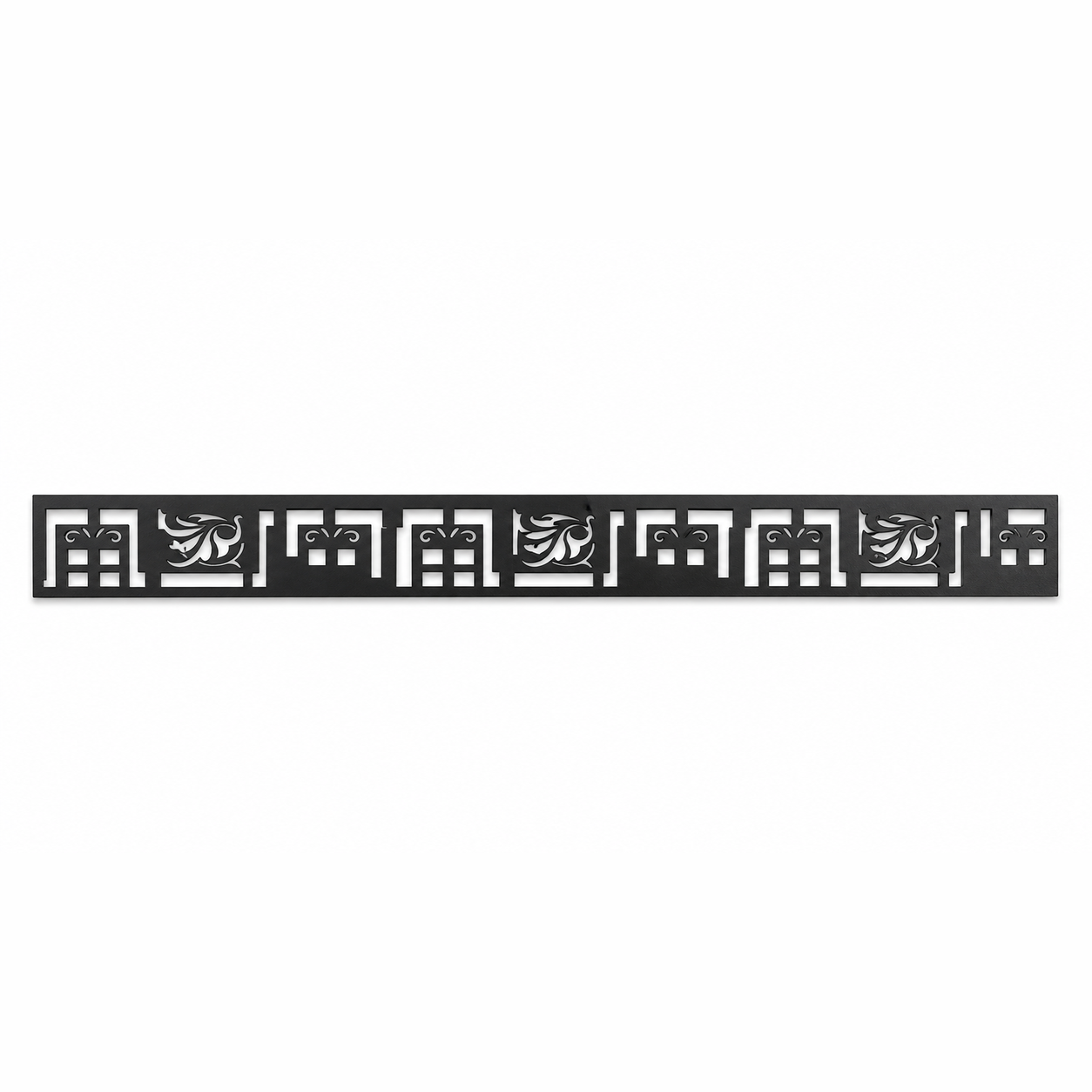 Greek Key Border decorative metal fence topper front pattern for WPC composite fencing, Design 002