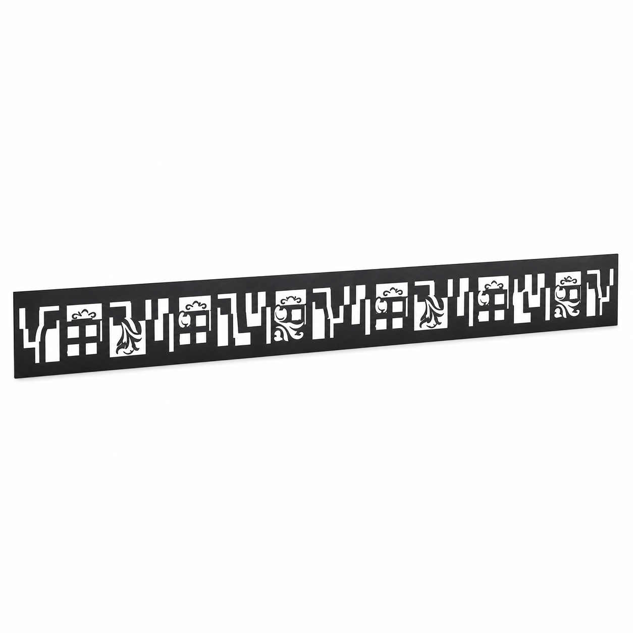 Greek Key Border laser cut metal fence topper insert perspective view, Design 002